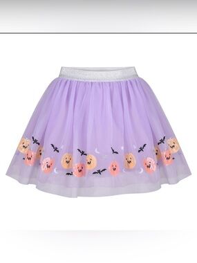 Lavender Halloween Sequins Pumpkin & Bats Tulle TuTu Skirt for Kids Size 7/8